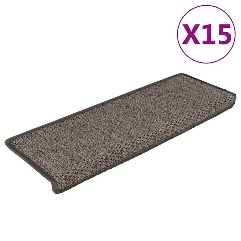 Tapis d'escalier autocollants 15 pcs 65x21x4 cm Gris et beige
