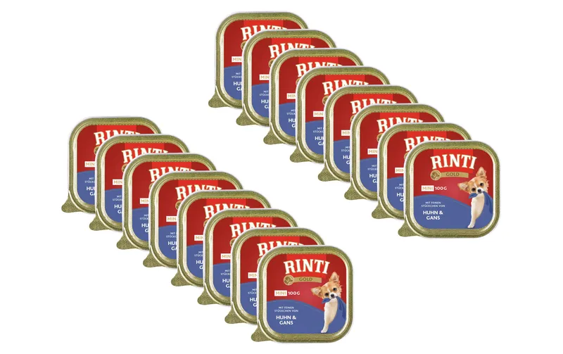 Rinti Nassfutter Gold Mini Huhn & Gans, 16 x 100 g