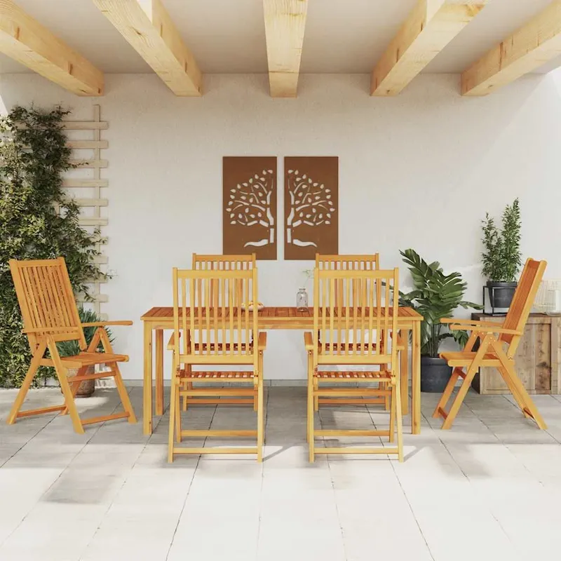 7-tlg. Garten-Essgruppe 180x90x75 cm Massivholz Akazie