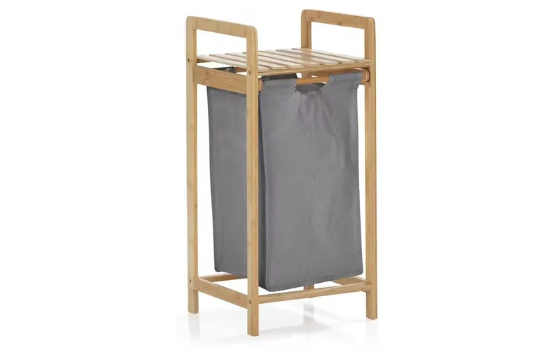 Lumaland Wäschekorb Bambus 30 l, marrone/grigio