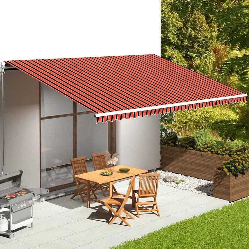 Ersatztessuto per tenda da sole arancione e marrone 580x345 cm poliestere