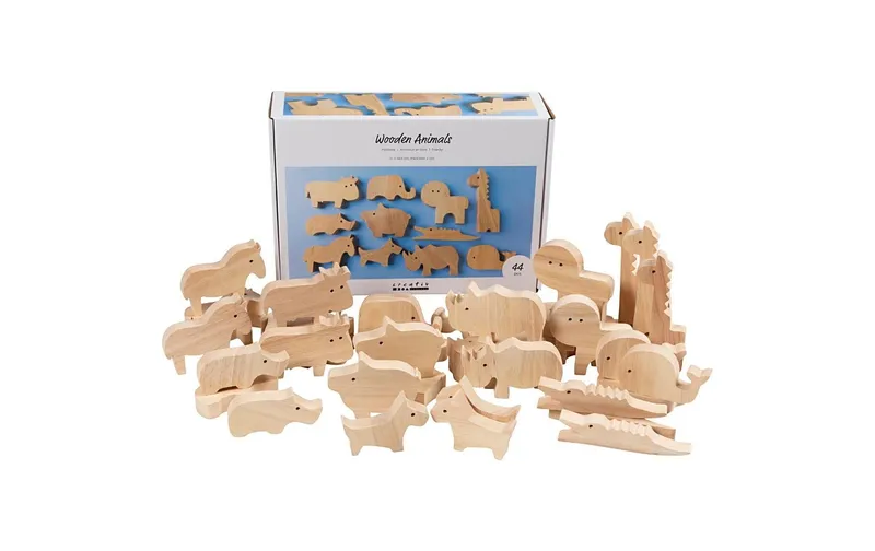 Creativ Company Holzartikel Bauernhof und Safari 3-14.5 x 2 cm, 44 Stück