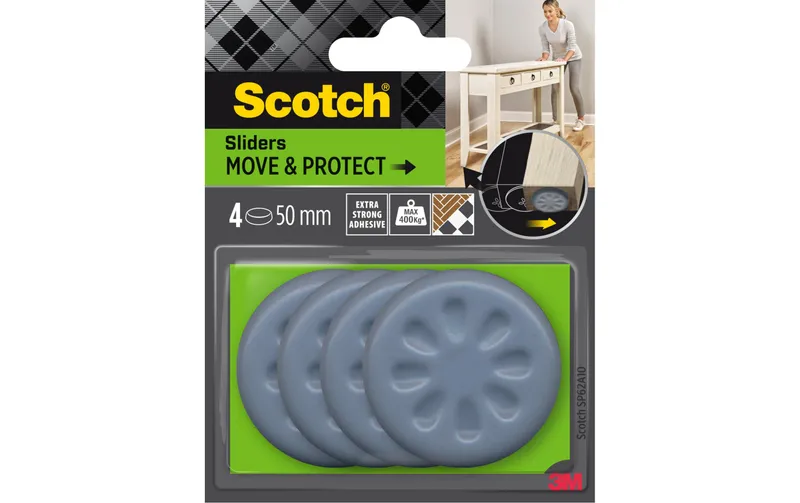 Scotch Möbelgleiter Move & Protect, Ø 50 mm, grigio, 4er Pack