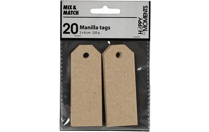 Creativ Company Geschenkanhänger Manila Tags, 3 x 8 cm, 20 pieces, Hellbraun