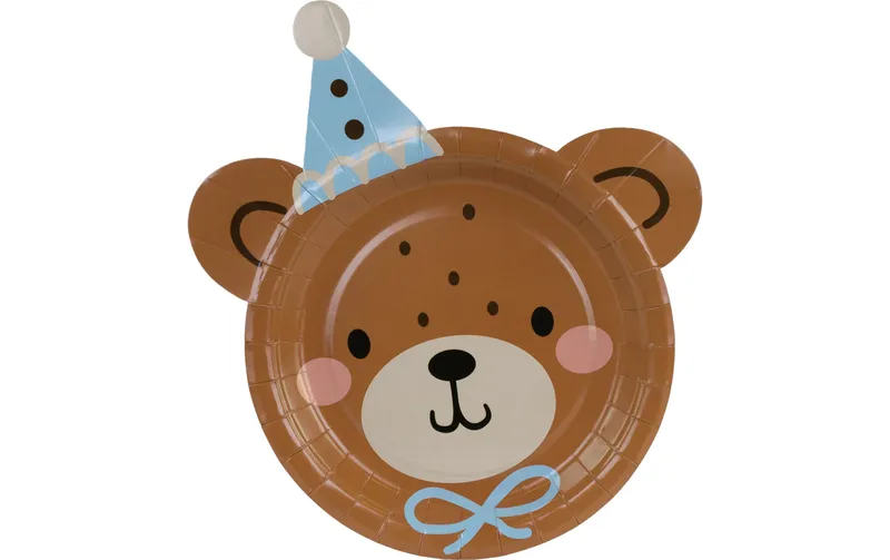 Partydeco Einwegteller Teddybär Kopf braun, 21 x 23 cm, 6 pieces