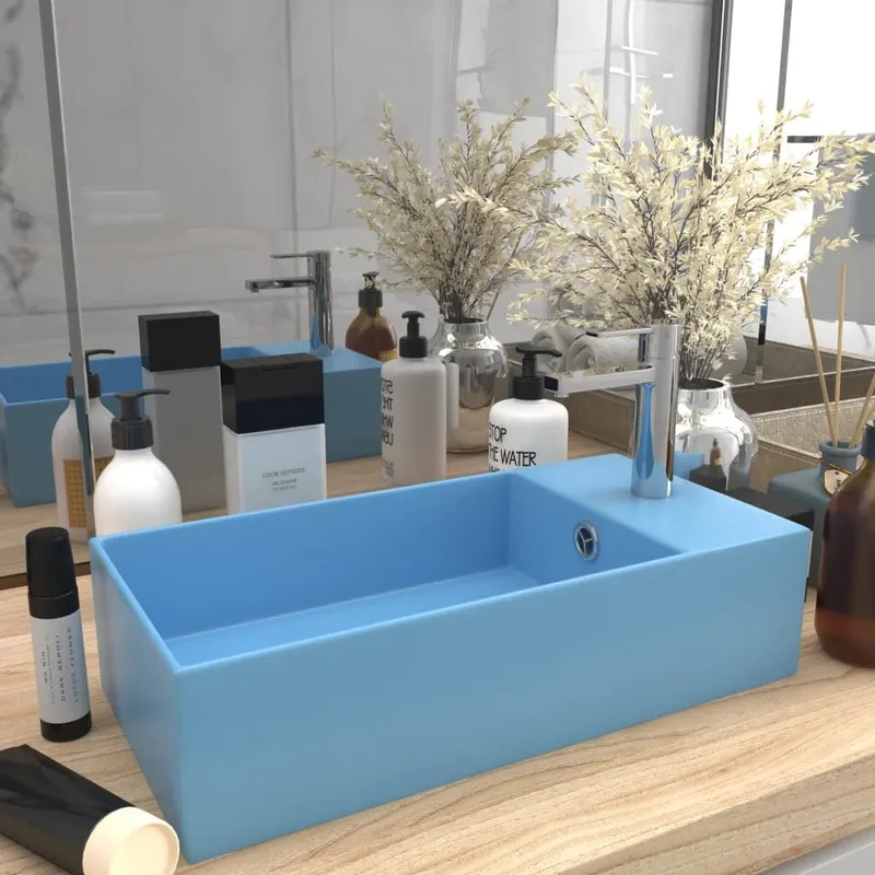 Badezimmer-lavabo con Überlauf Keramik Hellblau