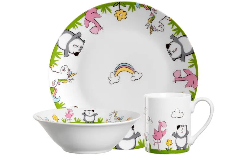 LEONARDO Kindergeschirrset Bambini Flamingo/Panda/Einhorn, 3-teilig