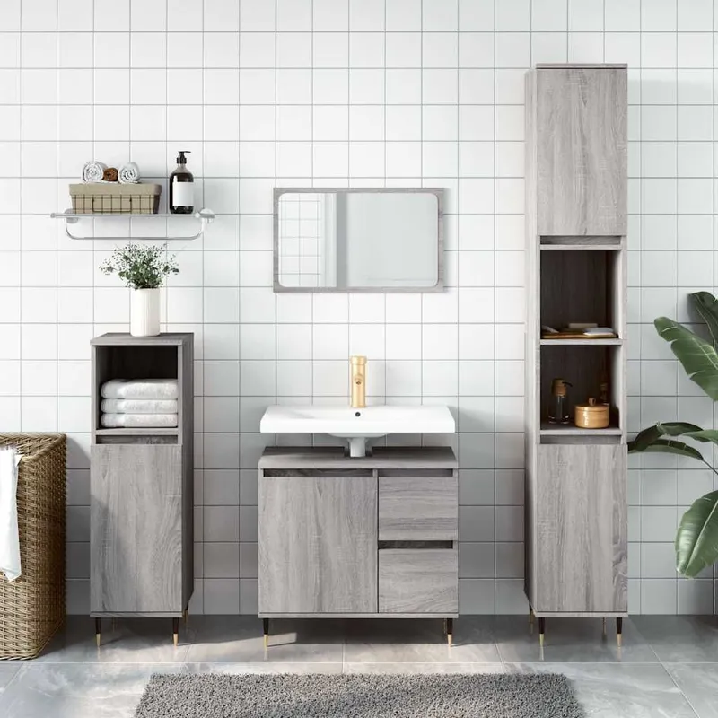 Badschrank grigio Sonoma 65x33x60 cm derivato del legno