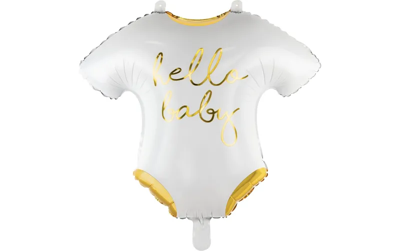 Partydeco Folienballon Baby romper Gold/blanc