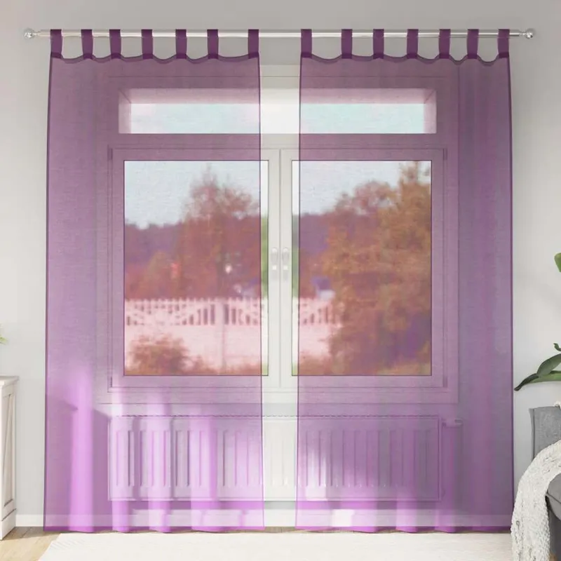 Voile Vorhänge with Schlaufen 2 pcs Violett 140x225 cm