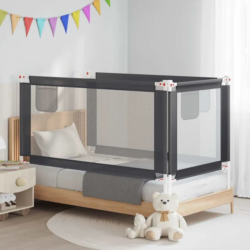 Kleinkind-Bettschutzgitter Dunkelgrau 160x25 cm Stoff