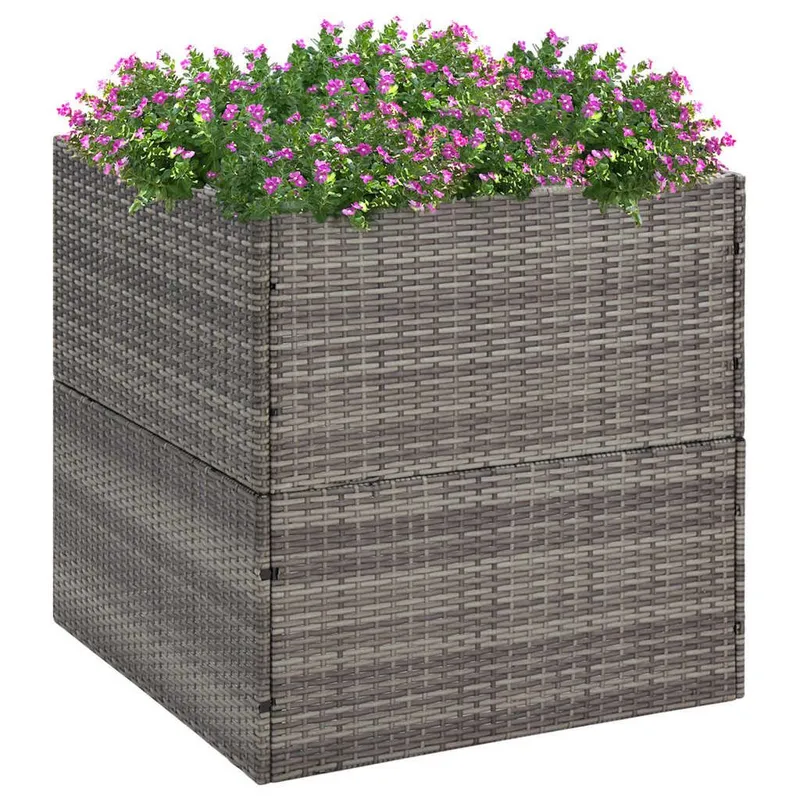 Jardinière Gris 80x80x80 cm Résine tressée