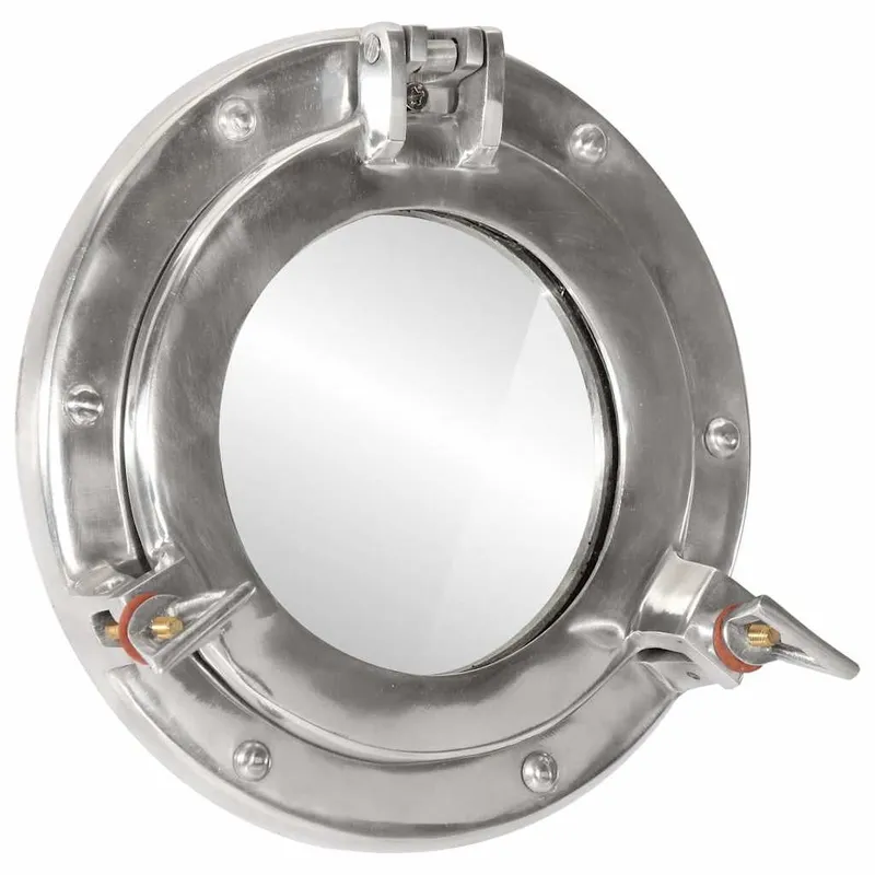 Bullaugen-Spiegel Wandmontage Ø23 cm Aluminium und Glas