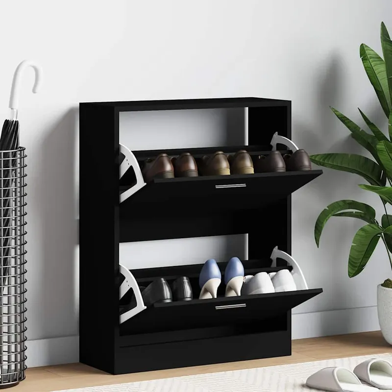 Schuhschrank Schwarz 63x24x81 cm Holzwerkstoff