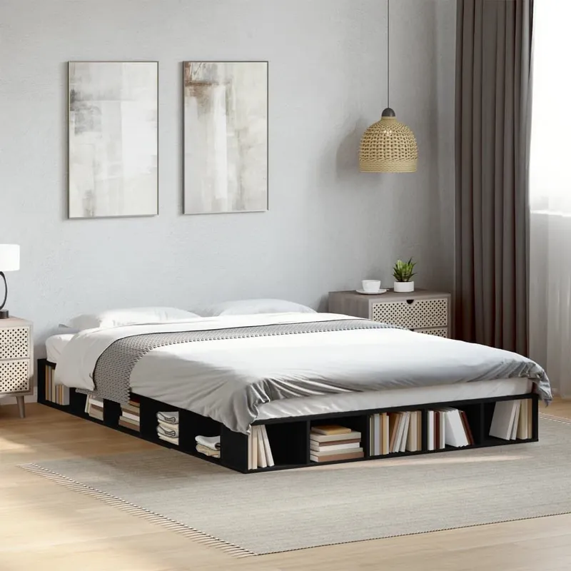 Bettgestell nero 160x200 cm derivato del legno