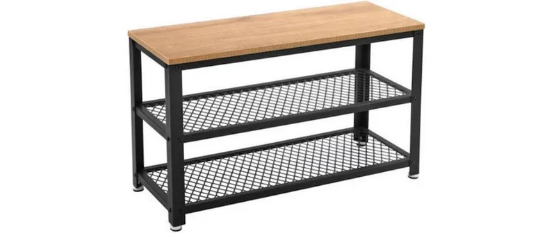 VASAGLE Schuhscaffale con 2 Fächern e Bank 73 x 45 cm, nero/marrone