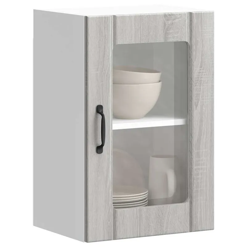 Küchen-Hängeschrank mit Glastür Lucca Grau Sonoma