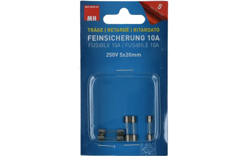 Max Hauri Schmelzsicherung 5 x 20 mm Träge 10 A, 5 pezzi