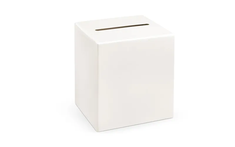 Partydeco Hochzeitsaccessoire Kartenbox Uni 24 x 24 x 24 cm, white
