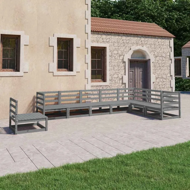 8-tlg. Garten-Lounge-Set grigio Kiefer Massivholz