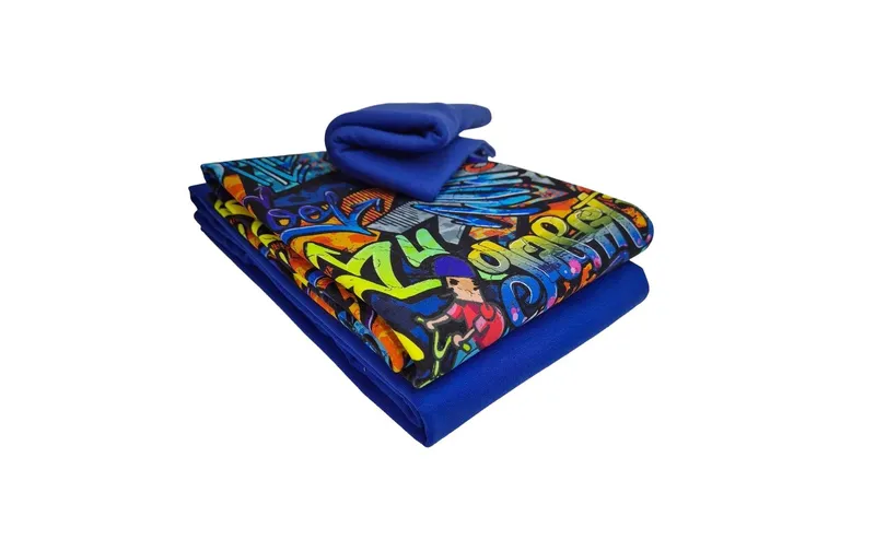tissue tissu French Terry Graffiti crazy 3-teilig, bleu, 2 x 1 m