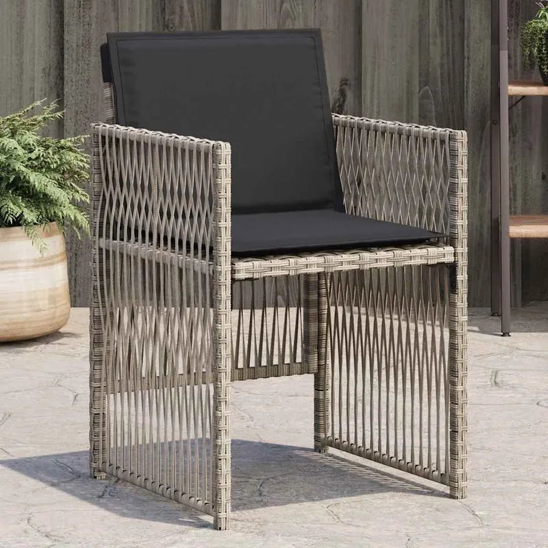 Gartenstühle with cushions 4 pcs light grey Poly Rattan