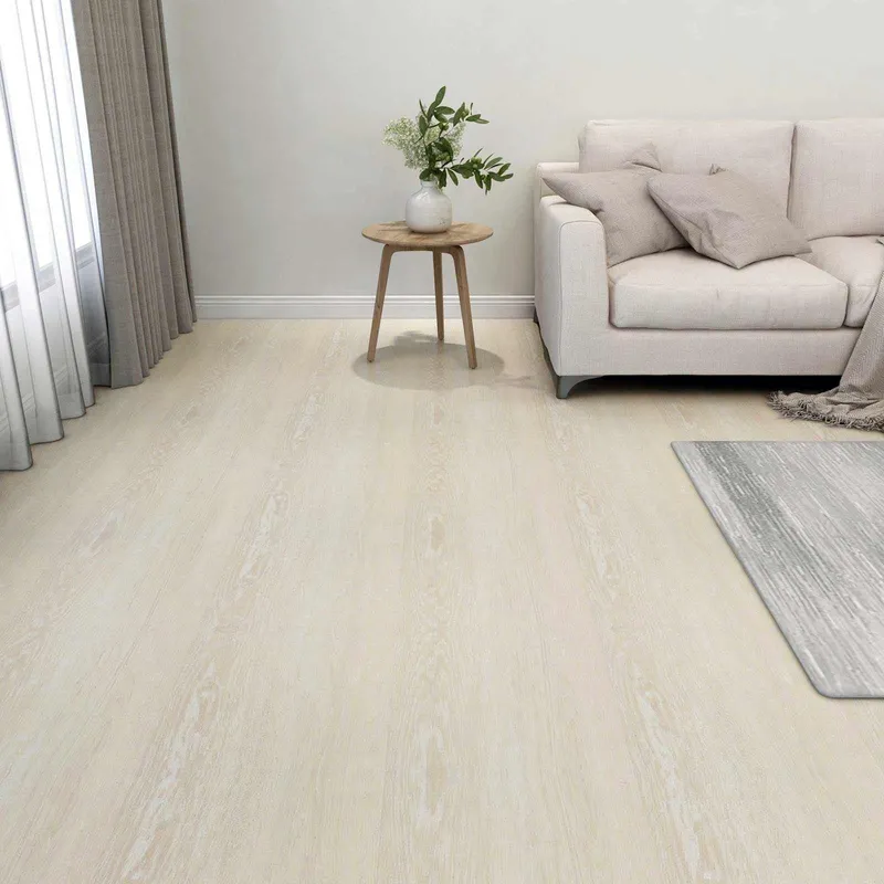 Bodenplanken Weiß und Beige 5,11 m² 55 Stk. PVC