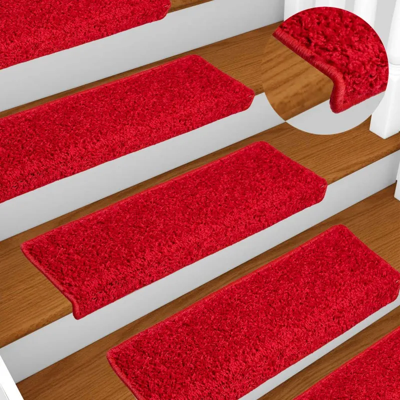 Stufenmatten 10 Stk. 65x21x4 cm Rot Rechteckiger Rand