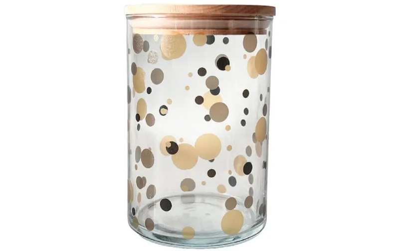 Wunderle Vorratsverre Dots naturel 880 ml, avec Holzdeckel