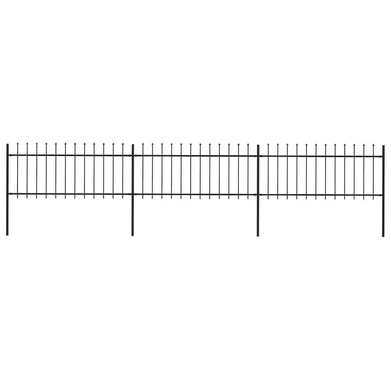 Gartenzaun mit Speerspitze Stahl 504 x 80 cm Schwarz
