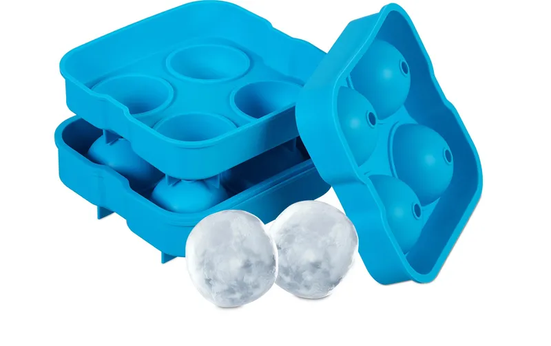 relaxdays Eiswürfelform Kugel 2 pezzi, blu