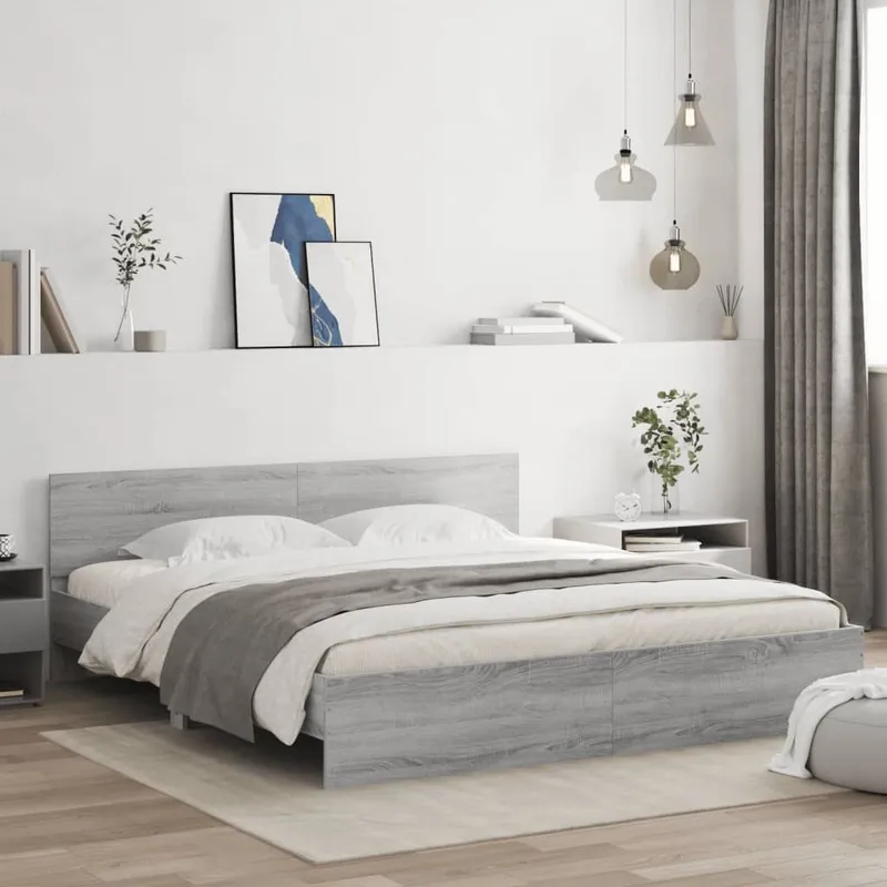 Cadre de lit sans matelas sonoma gris 180x200 cm