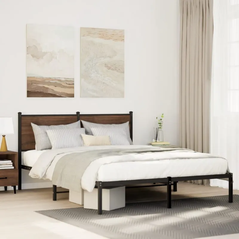 letto in metalloo senza materasso marrone roveren-Optik 140x200 cm
