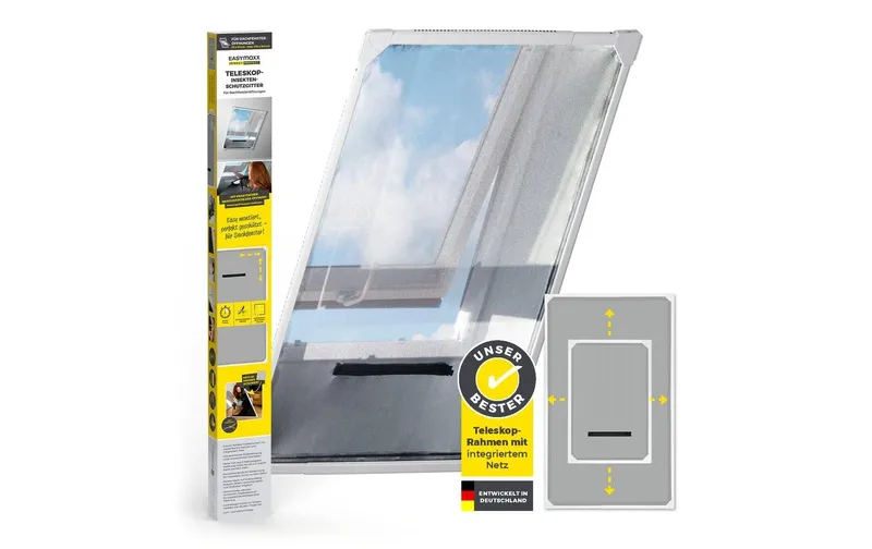 EASYmaxx Moskitonetz Dachfenster Magic Fit 160 x 100 cm, Weiss