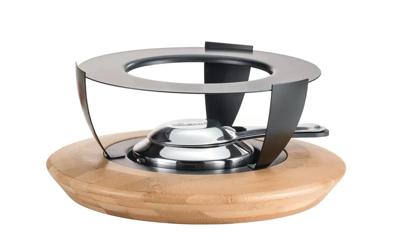 Koenig Fondue-Rechaud Bamboo antracite/Hellbraun/Silber