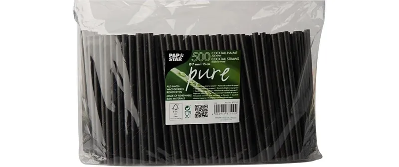 Papstar Strohhalm Cocktail 500 Stück, Schwarz