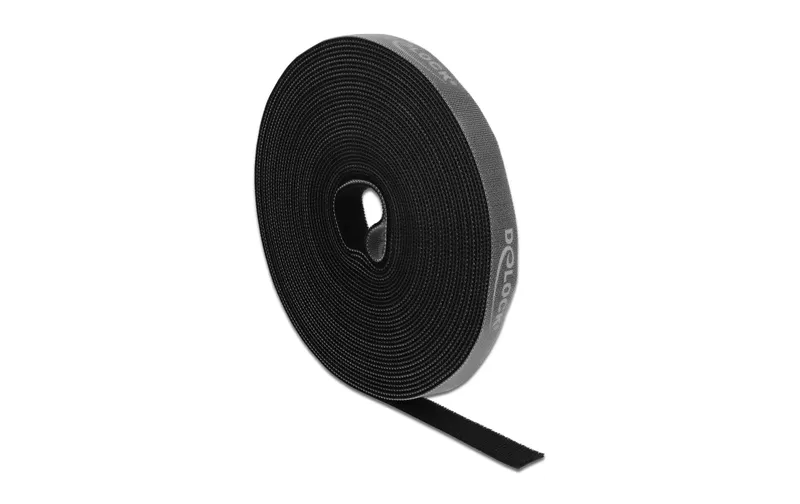 Delock Klettband 10 m x 15 mm Schwarz