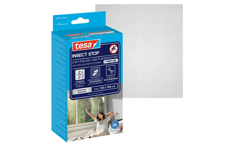 tesa Pollenschutzgitter 130 x 150 cm, Anthrazit-transparent