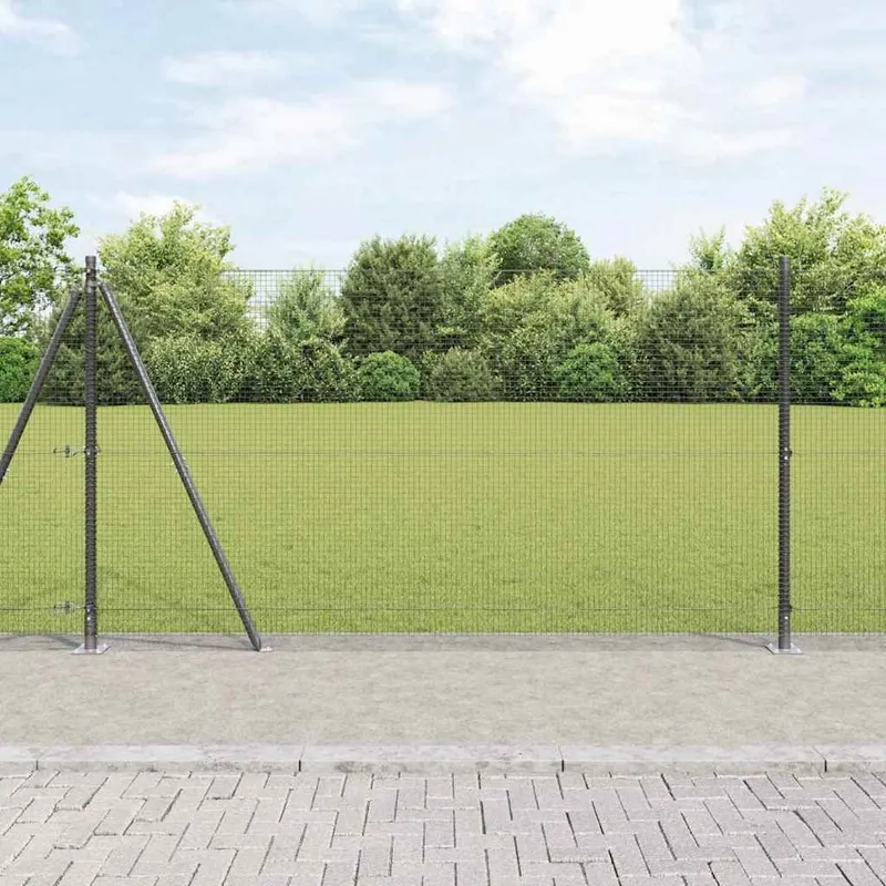 Geschweißter Drahtzaun mit Betonsockel 10 x 1,2 m Grau Netz