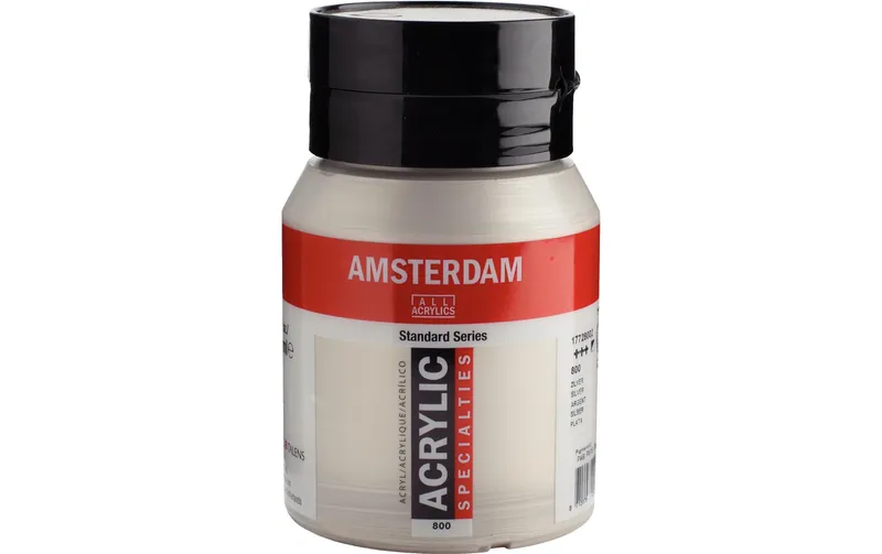 Amsterdam Acrylfarbe Standard 800 Silber halbdeckend, 500 ml