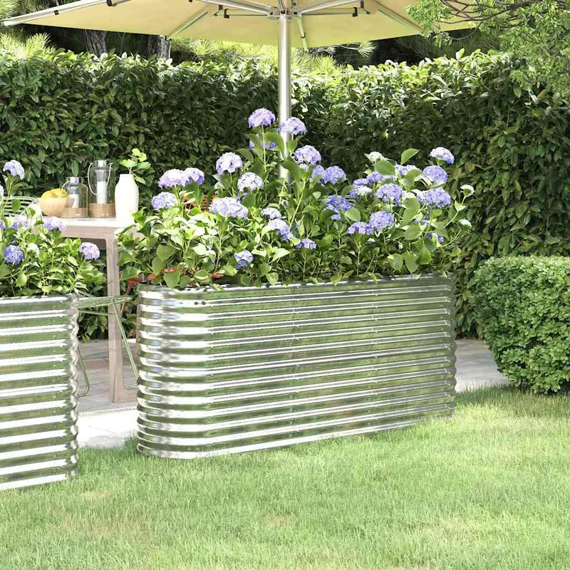 Hochbeet Verzinkter Stahl 152x40x68 cm Silbern