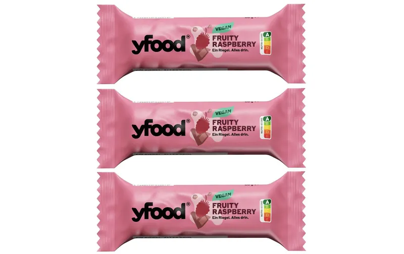 YFOOD Protein Riegel vegan Fruity Raspberry 3x 60 g