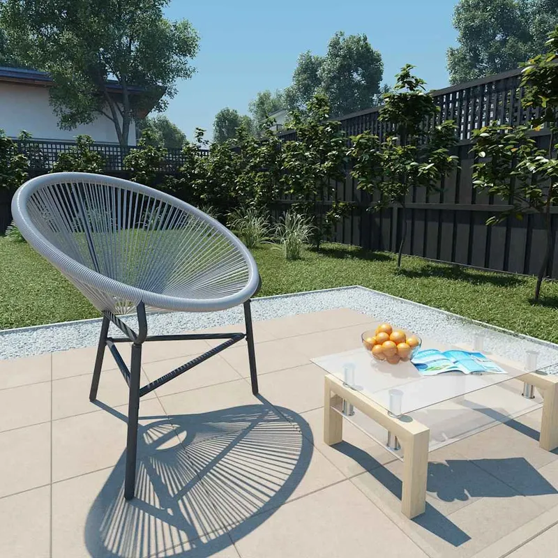 Garten-Mondstuhl Poly-Rattan grigio