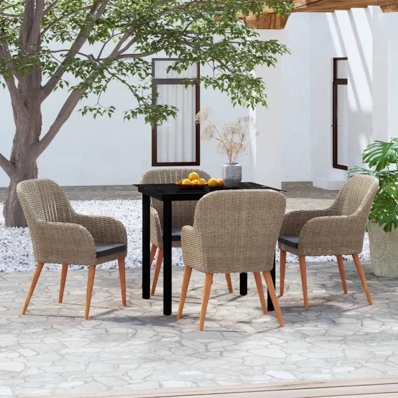 5-tlg. Garten-Essgruppe mit Kissen Braun