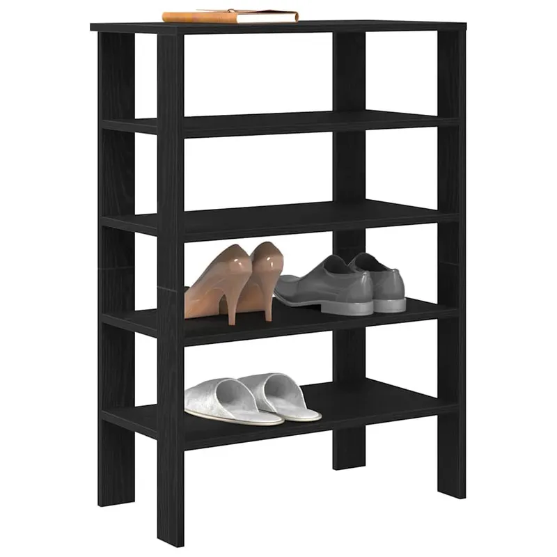 Étagère à chaussures noir 61x32x87,5 cm bois d'ingénierie