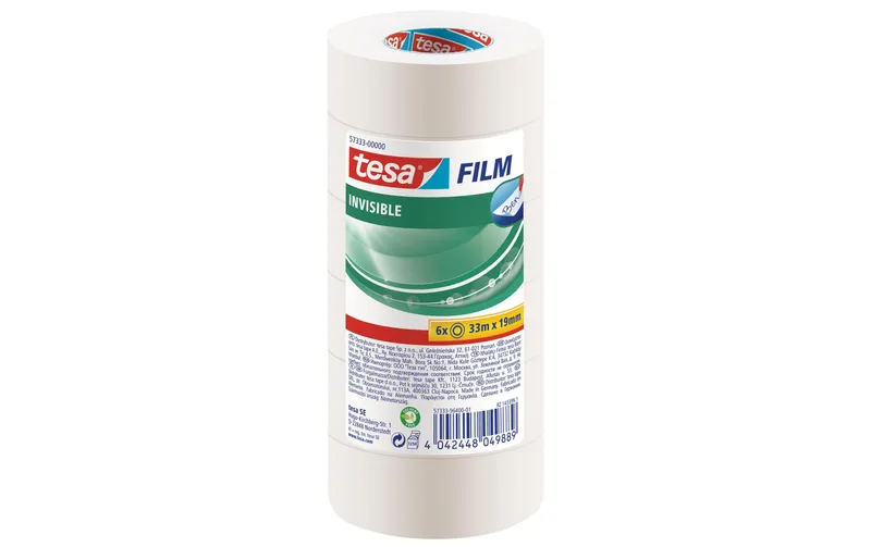 tesa Klebeband invisible 19 mm x 33 m, 6 Rollen transparent