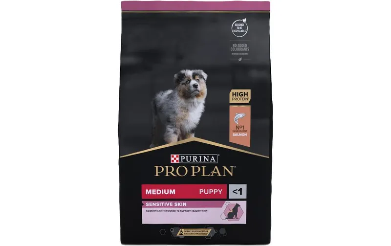 Purina Pro Plan Trockenfutter M Puppy Sensitive Skin Lachs, 3 kg