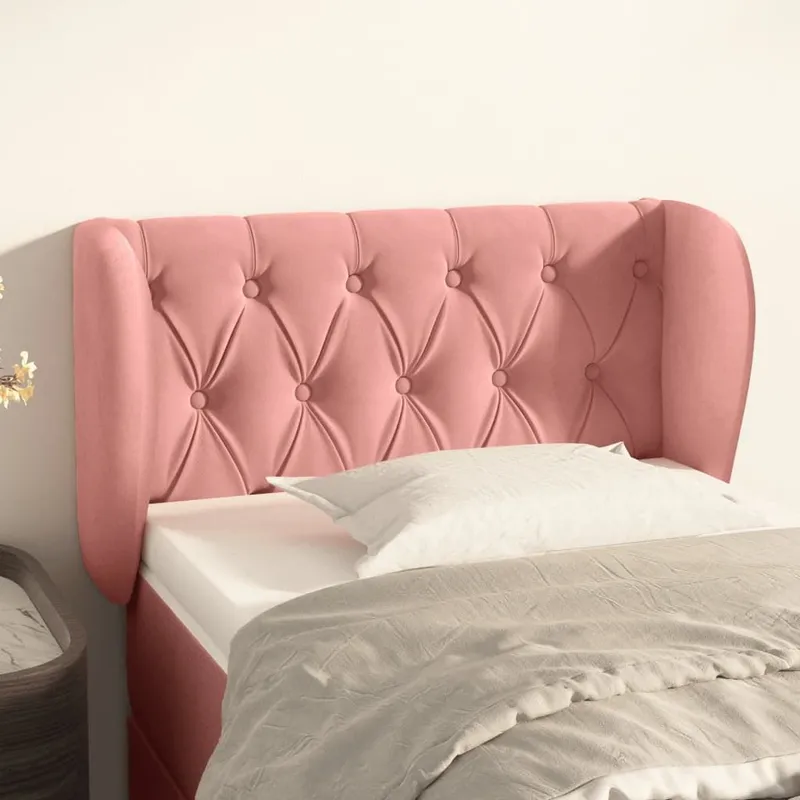 testiera con orecchie rosa 83x23x78/88 cm velluto