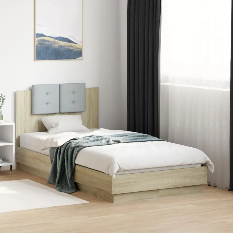 Bettgestell mit Kopfteil Sonoma-Eiche 90x190 cm derivato del legno