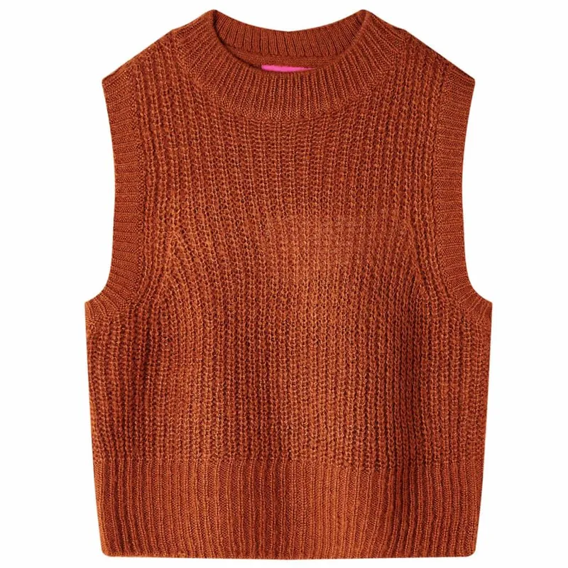 Gilet pull-over tricoté pour enfants cognac 116